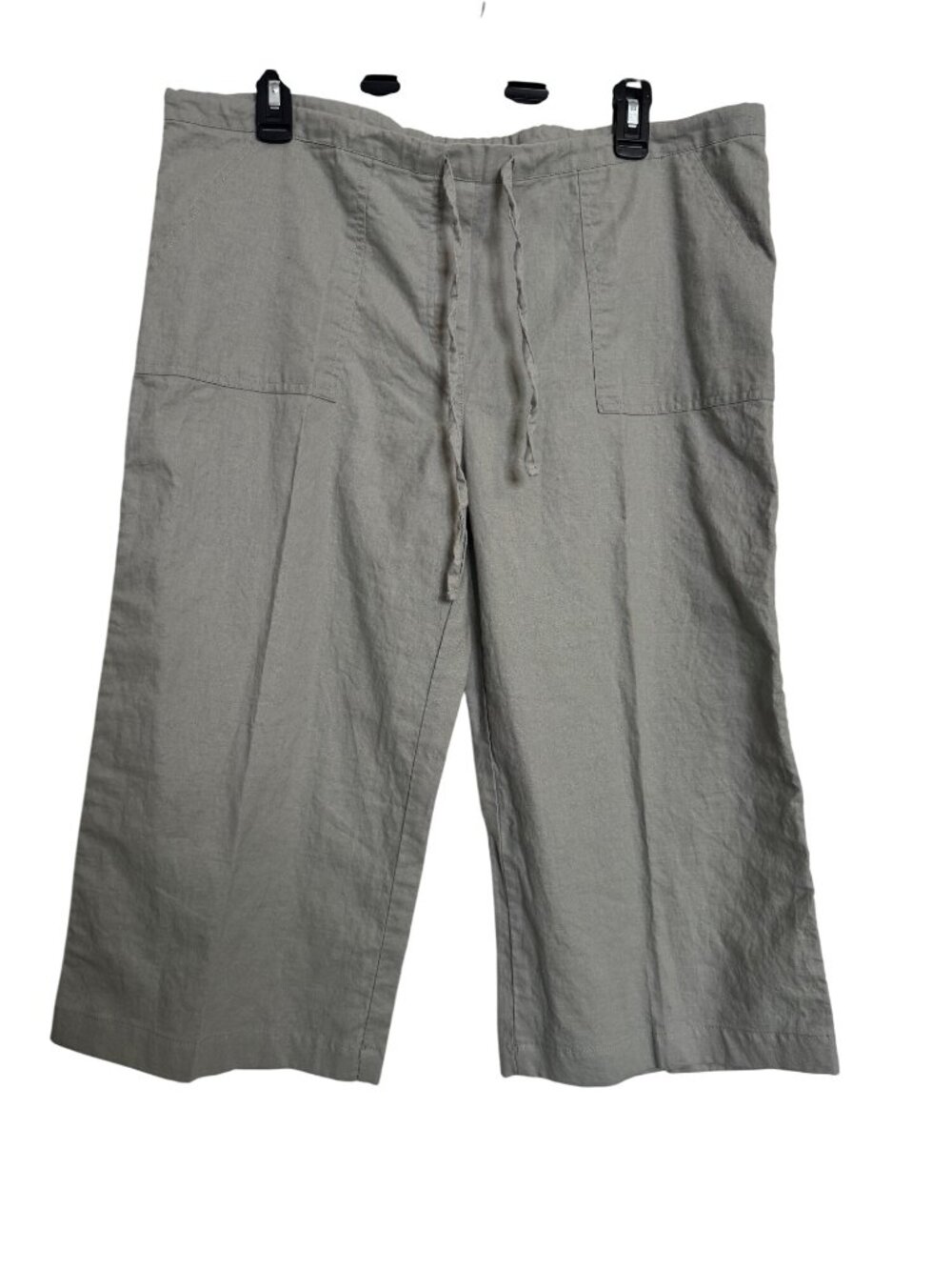 Venus Capri Draw String Waist Size Medium Wide Leg Linen Cotton Blend EUC Gray